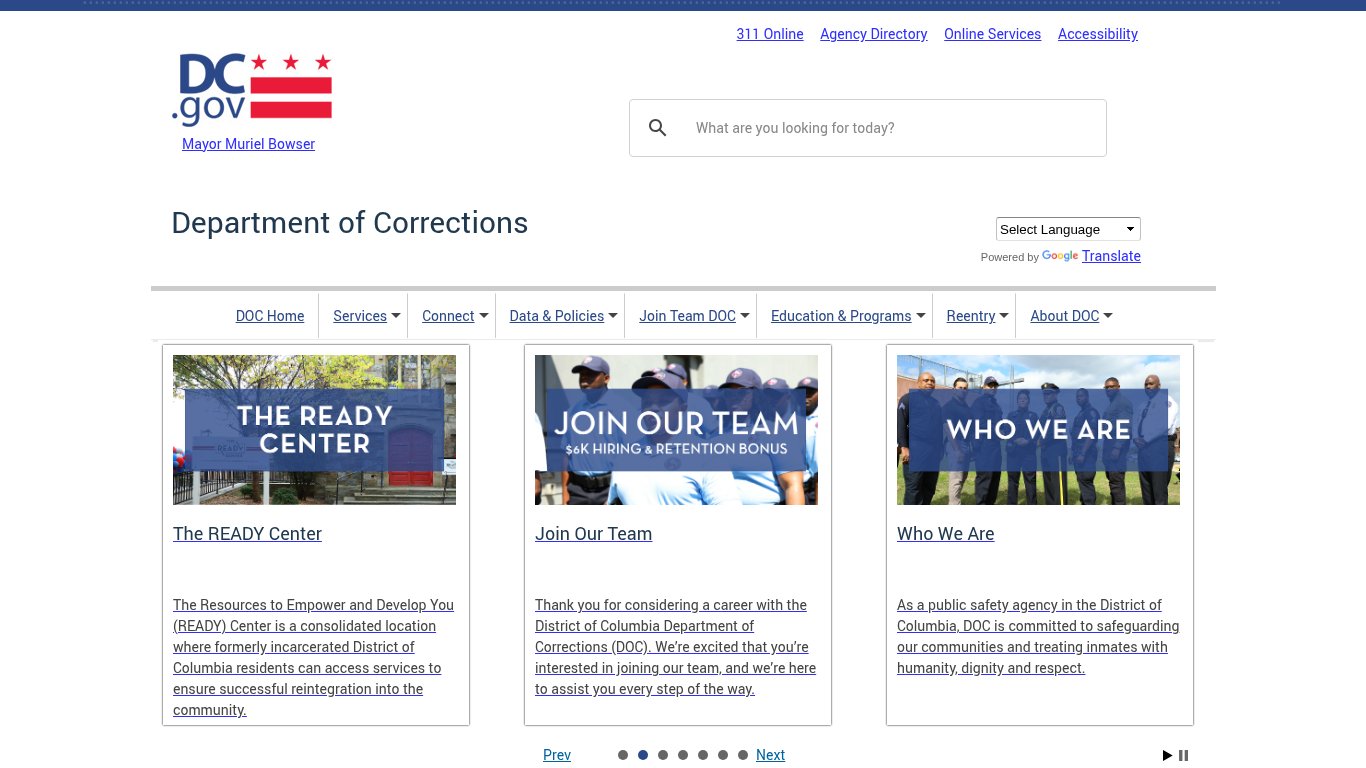 DC Department of Corrections Inmate Locator