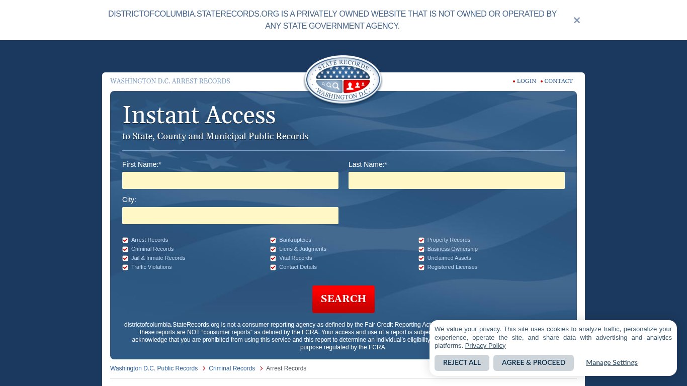 District Of Columbia Arrest Records | StateRecords.org